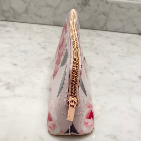 Ted Baker London Pink Floral Cosmetic Make-up Zipper Case Bag - Picture 3 of 9